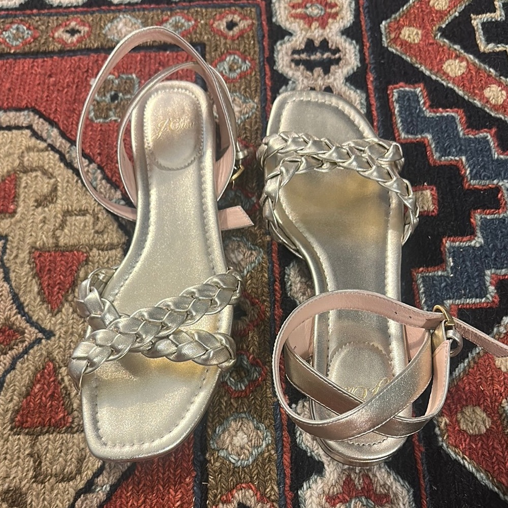 J. Crew Silver Gold Link Sandals